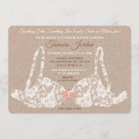 Lace Bra Lingerie Shower Kraft Invitation