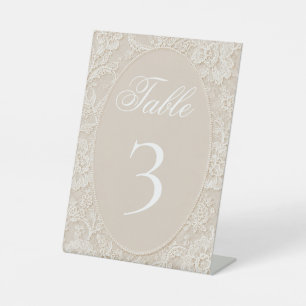 Lace Bridal Shower Table Number Pedestal Sign