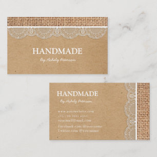lace business card - white kraft paper