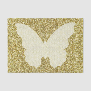 Lace Butterfly On Gold Glitter Tissue Paper