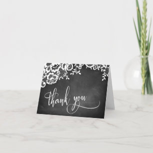 Lace Chalkboard Elegant Calligraphy Thank You Card