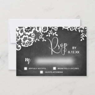 Lace Chalkboard Modern Calligraphy RSVP Card