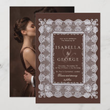 Lace Chocolate Brown Photo Old Money Wedding