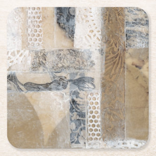 Lace Collage I Square Paper Coaster
