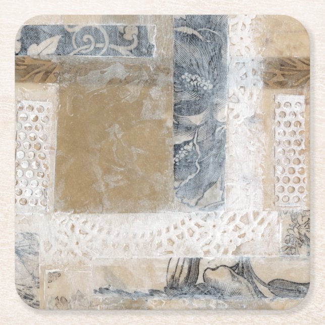 Lace Collage II Square Paper Coaster (Front)