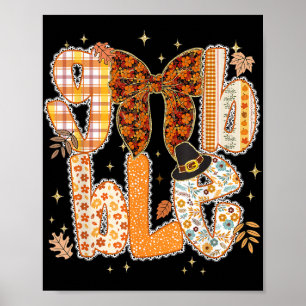 Lace Coquette Thanksgiving Gobble Preppy Turkey Fa Poster