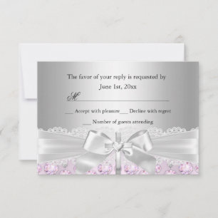 Lace Cross & Jewels Baptism/Christening RSVP Card