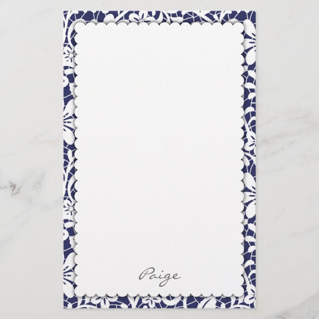 Lace Damask Personalised Stationery (Front)