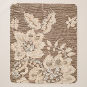 Lace Delicacy: White Fabric Artistry Sherpa Blanket