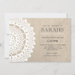 Lace Doily & Burlap Bridal Shower Party Invite
