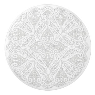 Lace doily ceramic knob