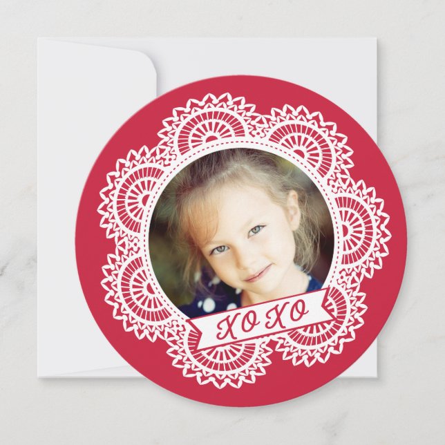 Lace Doily Photo Valentine's Card (Front)