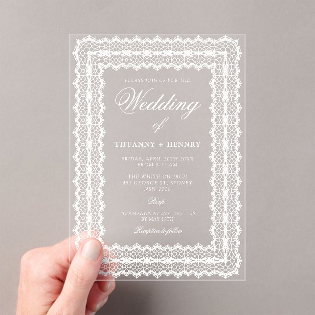 Lace Doily Wedding Acrylic Invitations (Insitu (Handheld))