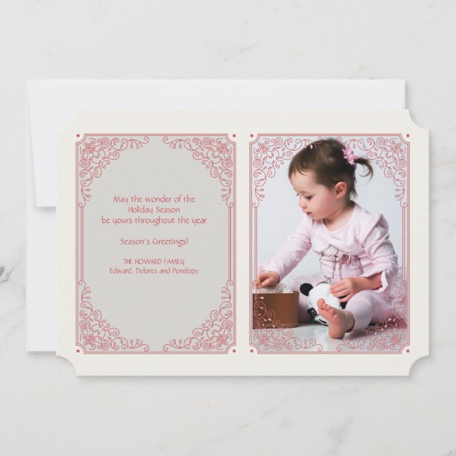 Lace Framework Photo Holiday Card (Front)