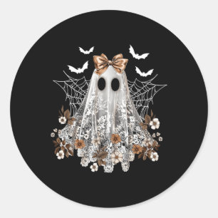 Lace Ghost Coquette Bow Vintage Women Girls Hallow Classic Round Sticker