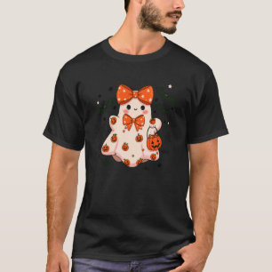 Lace Ghost Coquette Girly Ghost Bow Halloween Spoo T-Shirt