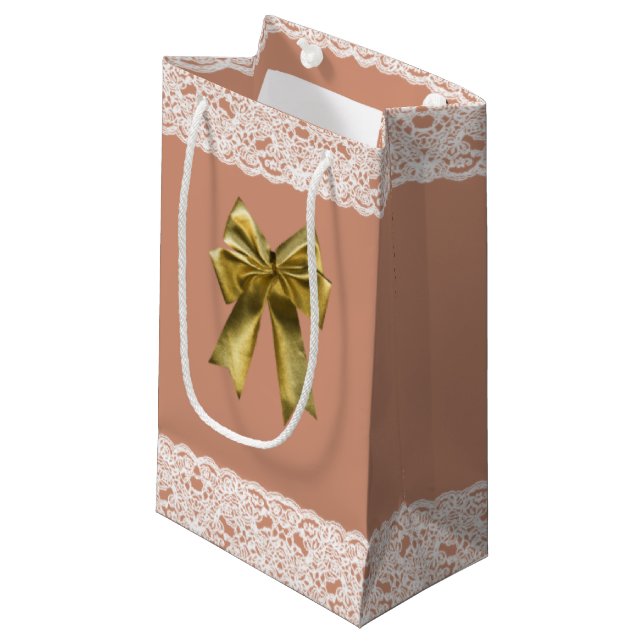 lace Gift Bag rose Small (Front Angled)