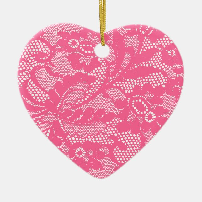 Lace Heart Ceramic Tree Decoration (Front)