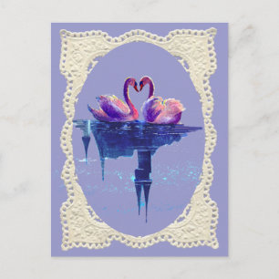 LACE HEART SWAN by SHARON SHARPE Postcard