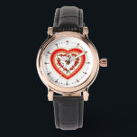 LACE HEART WITH RED FLOWERS WATCH<br><div class="desc">Elegant vintage style floral heart .</div>