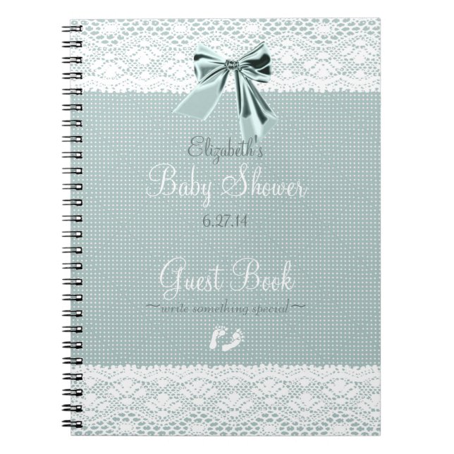 Lace Image Baby Shower Guest Book- Spiral Notebook (Front)