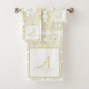 Lace-like Shabby Chic Cream Bath Towel Set