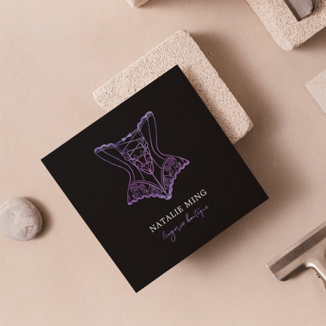 Lace Lingerie Boutique Logo Purple Business Card (Creator Uploaded)