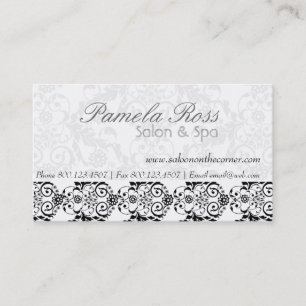 Lace Modern Subtlety Damask Hair Salon Appointment Card