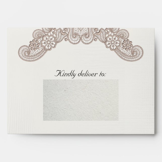 Lace on Cream Wedding Envelope (Front)