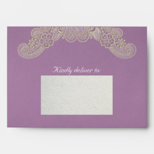 Lace on Lavender Wedding Envelope