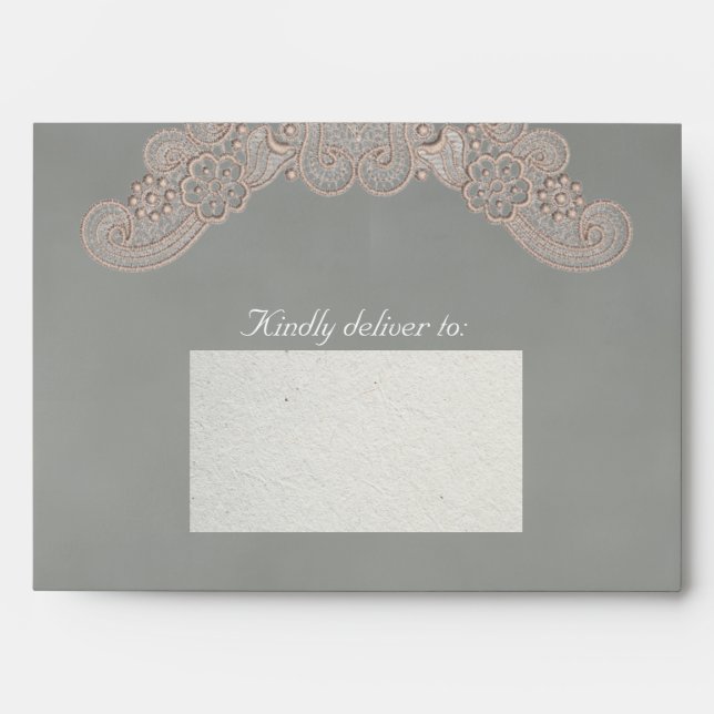 Lace on Sage Wedding Envelope (Front)