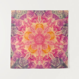 Lace Ornament Mandala: Round Watercolor Design Tapestry