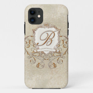 Lace Parchment Baroque Swirl Monogrammed Initial B iPhone 11 Case