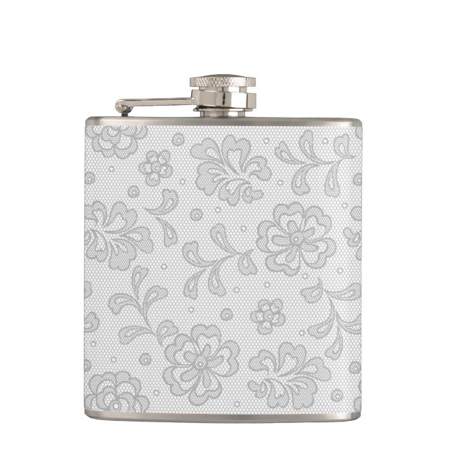 Lace pattern, flower vintage 1 hip flask (Front)