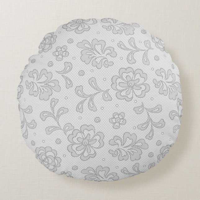 Lace pattern, flower vintage 1 round cushion (Front)