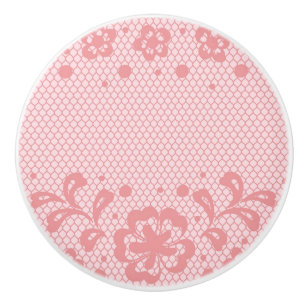 Lace pattern, flower vintage 3 ceramic knob