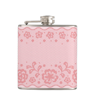 Lace pattern, flower vintage 3 hip flask