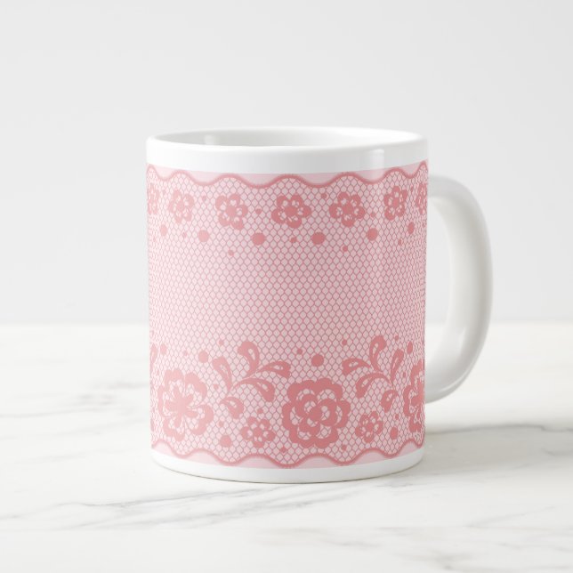 Lace pattern, flower vintage 3 large coffee mug (Front Right)