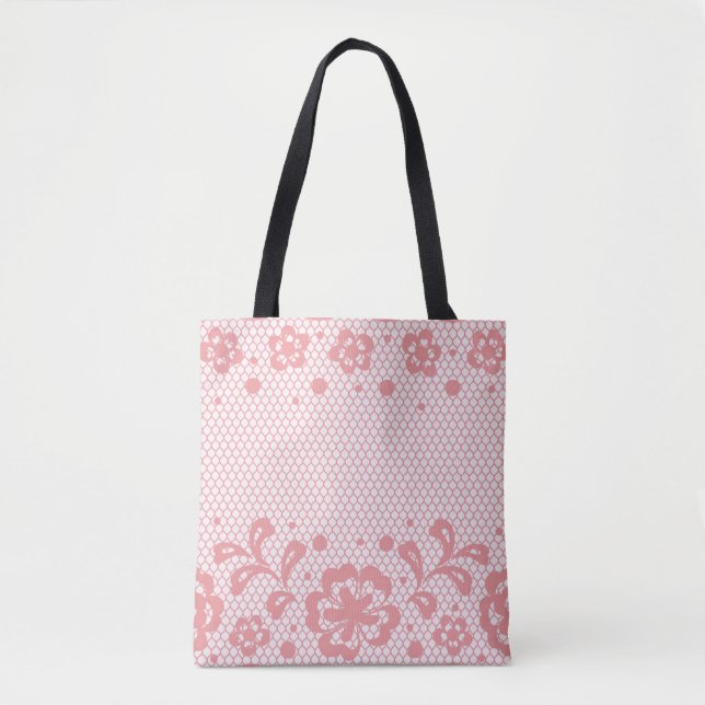 Lace pattern, flower vintage 3 tote bag (Front)