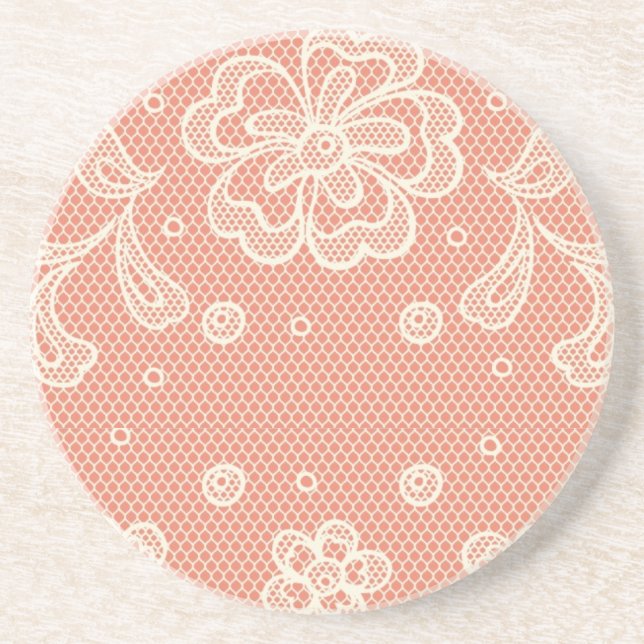 Lace pattern, flower vintage 4 coaster (Front)