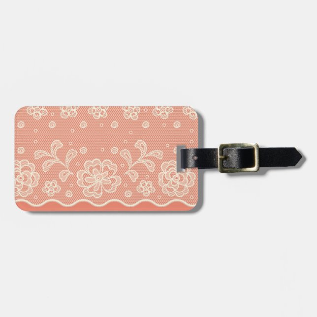 Lace pattern, flower vintage 4 luggage tag (Front Horizontal)