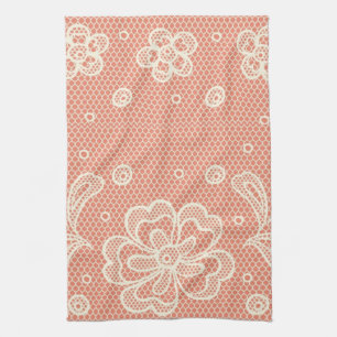 Lace pattern, flower vintage 4 tea towel