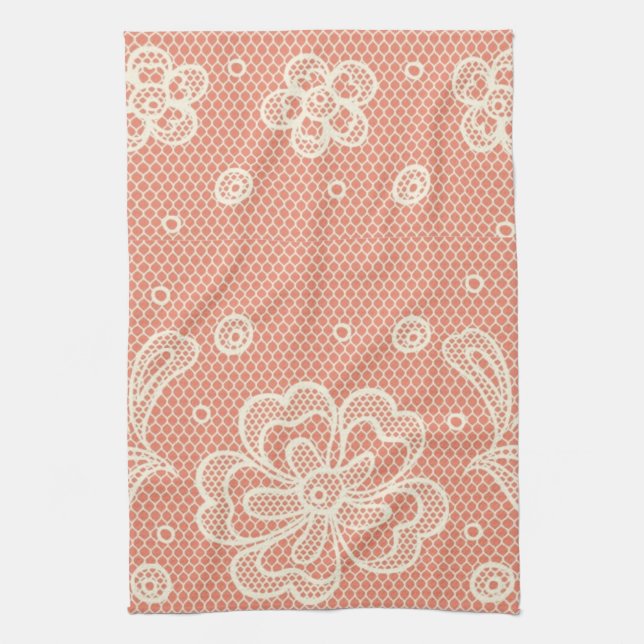 Lace pattern, flower vintage 4 tea towel (Vertical)