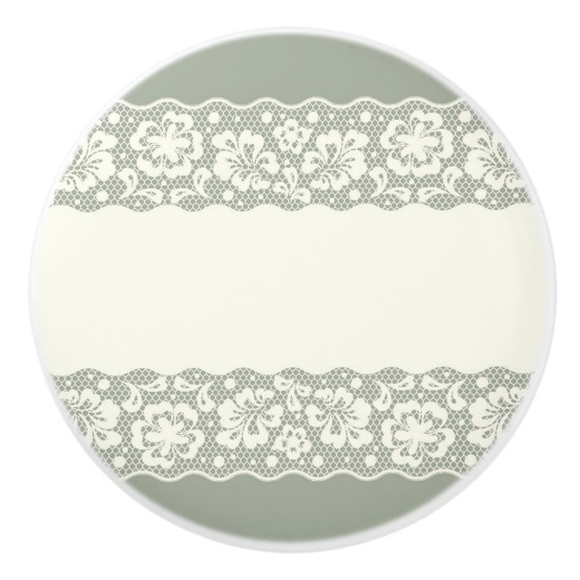 Lace pattern, flower vintage 5 ceramic knob (Front)