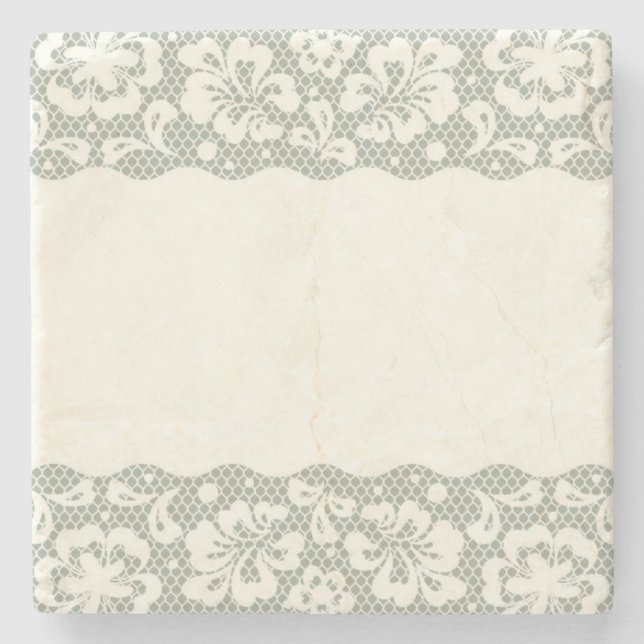 Lace pattern, flower vintage 5 stone coaster (Front)