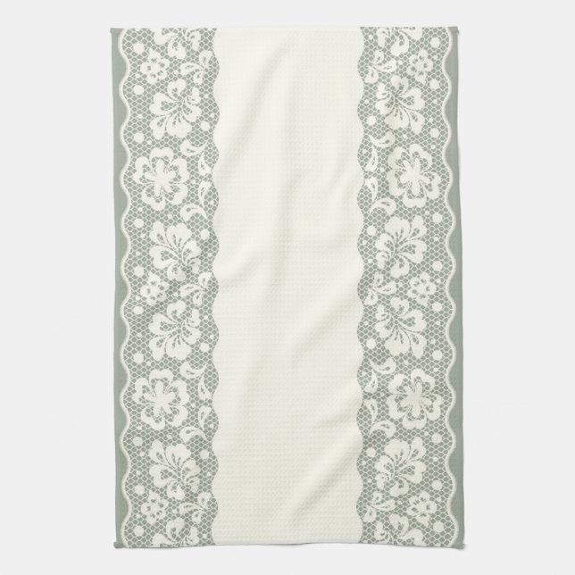 Lace pattern, flower vintage 5 tea towel (Vertical)