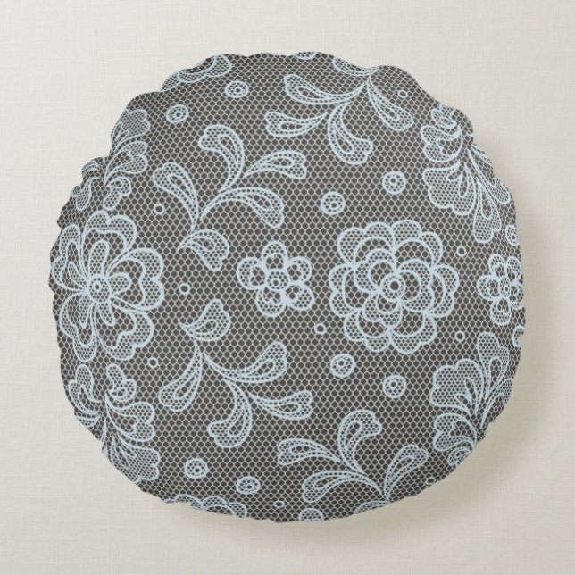 Lace pattern, flower vintage 6 round cushion (Front)