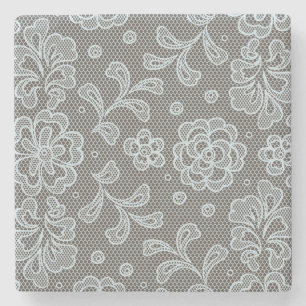Lace pattern, flower vintage 6 stone coaster
