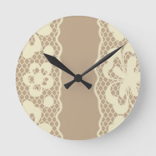 Lace pattern, flower vintage 7 round clock
