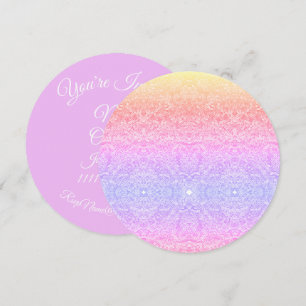 Lace pattern gradient pink gold purple invitation
